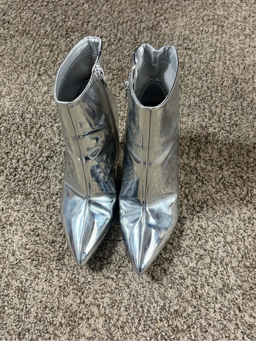 a new day Metallic Silver Pointed Toe Ankle Boots